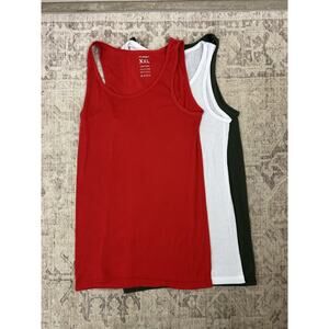 Basic Ribbed Tank Tops Red/White/Green Sz XXL 3 Pack WUHOU Women’s 100% Cotton